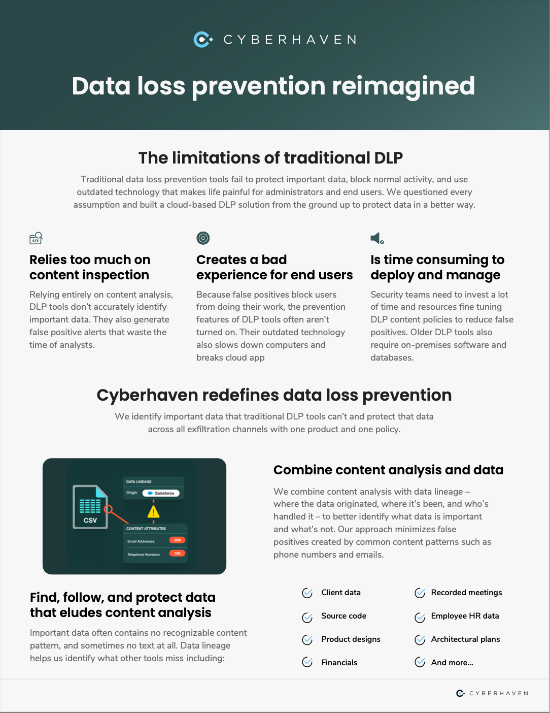 Cyberhaven Datasheet: Data Loss Prevention